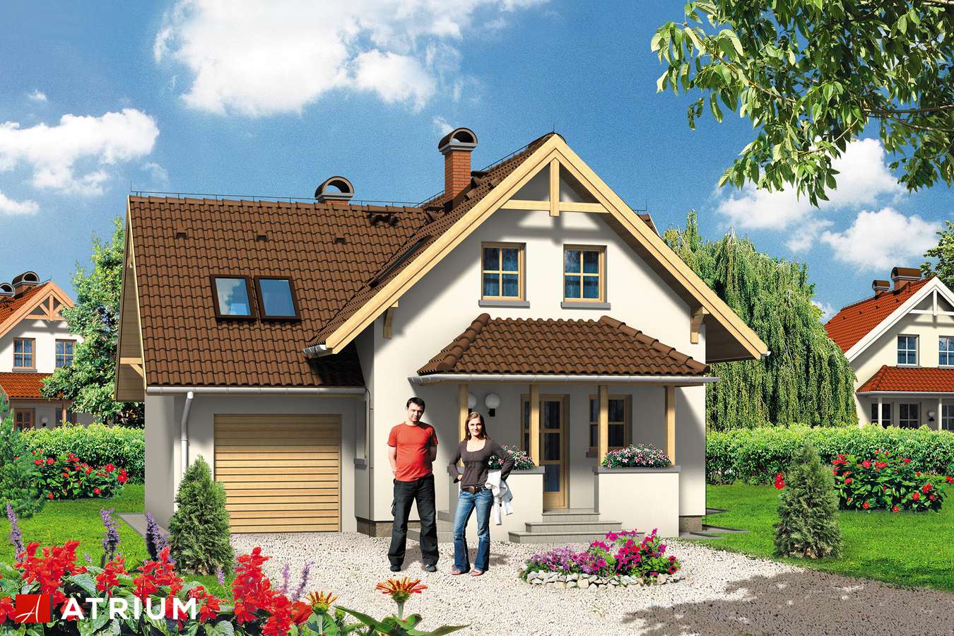 Projekty domów - Projekt domu z poddaszem MGIEłKA - wizualizacja 1 - wersja lustrzana