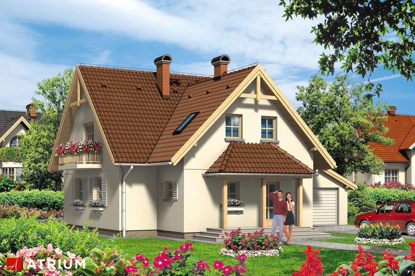 Projekty domów - Projekt domu z poddaszem PORANEK - wizualizacja 1 - wersja lustrzana