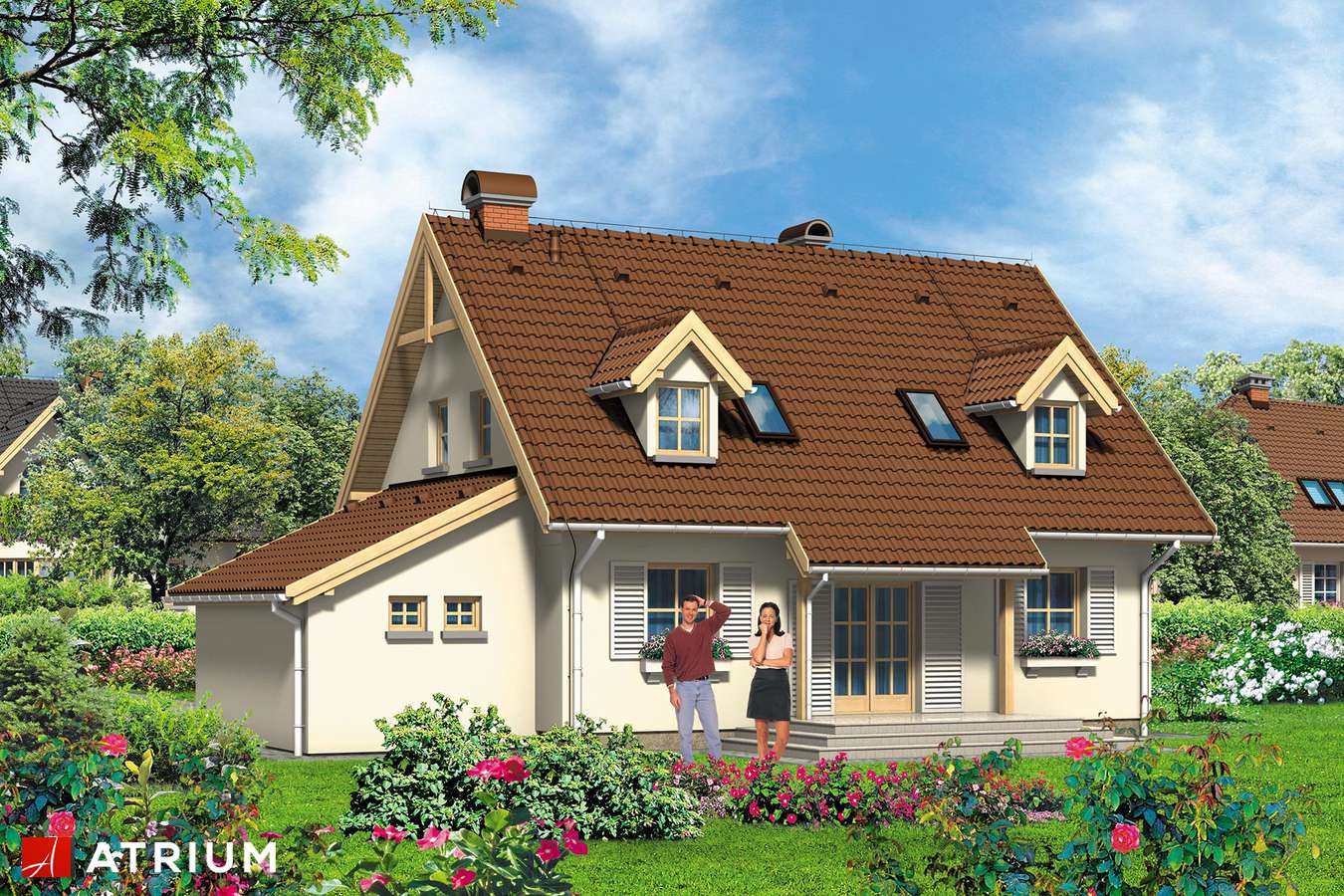 Projekty domów - Projekt domu z poddaszem PORANEK - wizualizacja 2 - wersja lustrzana