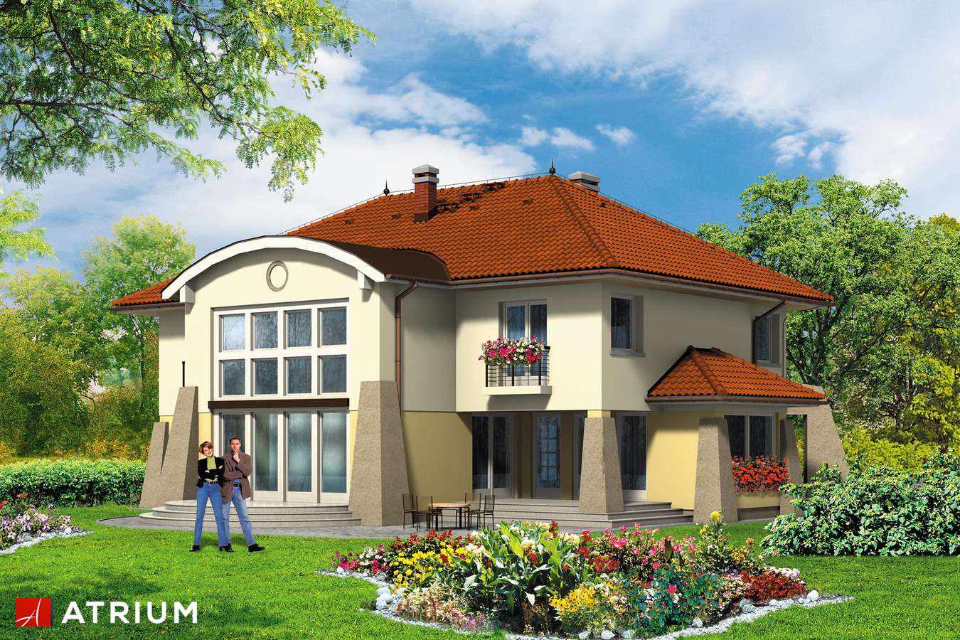 Projekty domów - Projekt domu z poddaszem SłONECZNA WILLA - wizualizacja 2 - wersja lustrzana