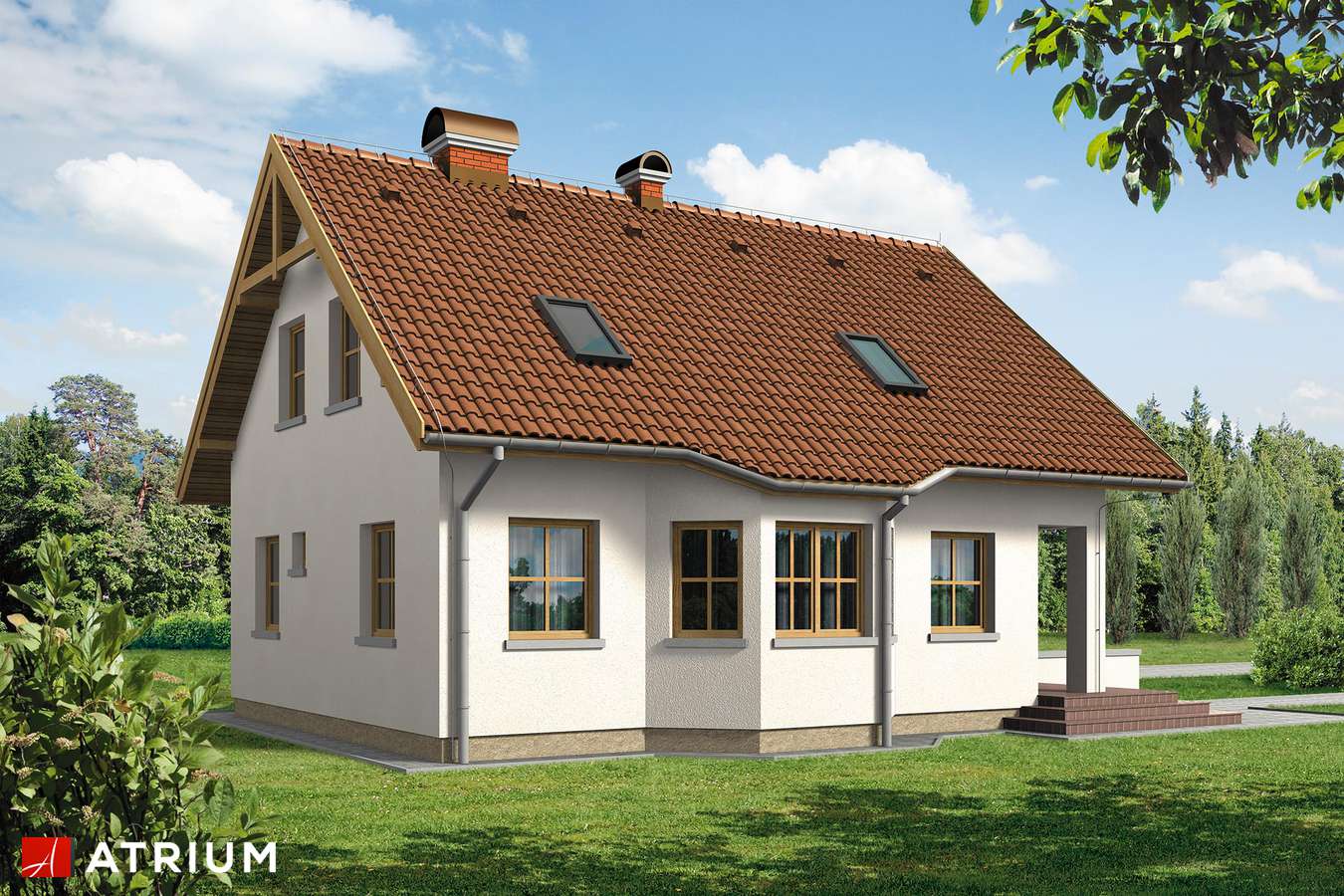 Projekty domów - Projekt domu z poddaszem ELF - wizualizacja 2 - wersja lustrzana