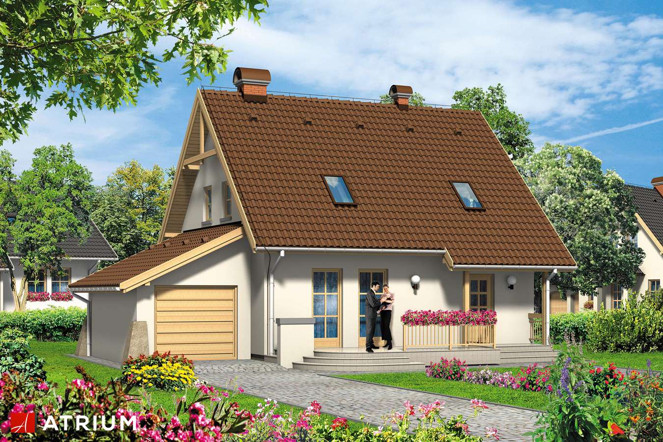 Projekty domów - Projekt domu z poddaszem ZAPACH RUMIANKU - wizualizacja 1 - wersja lustrzana