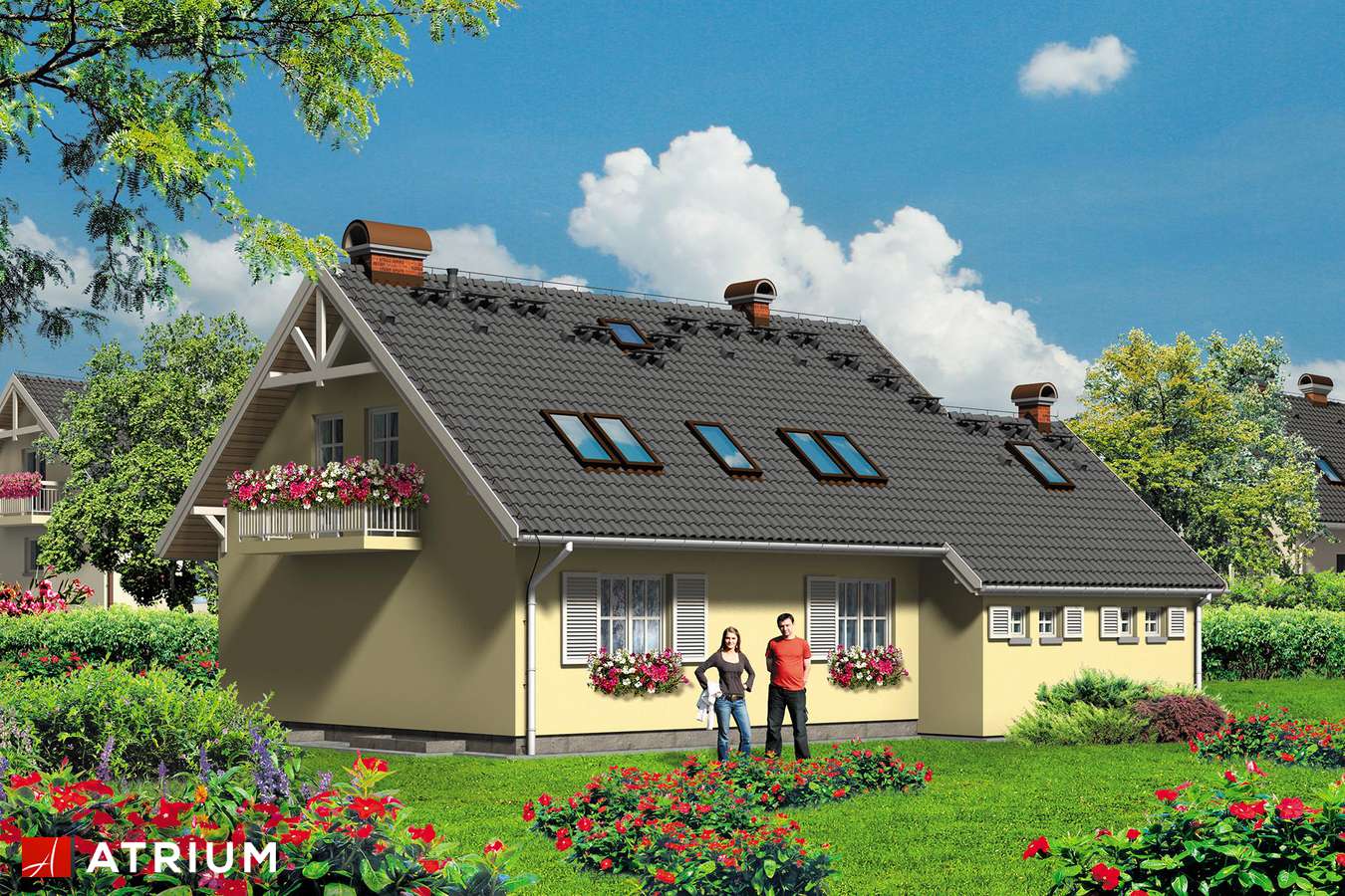 Projekty domów - Projekt domu z poddaszem WANILIA - wizualizacja 2 - wersja lustrzana