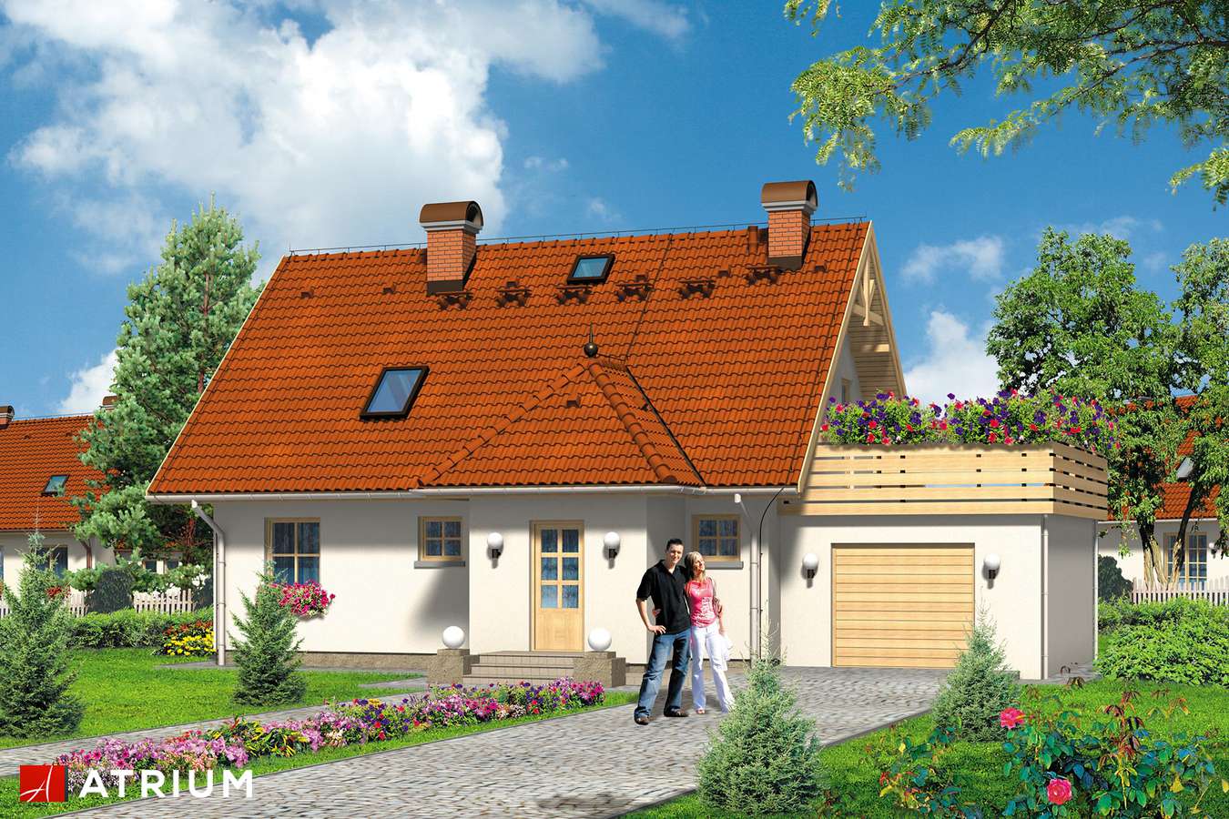 Projekty domów - Projekt domu z poddaszem FRASZKA - wizualizacja 1 - wersja lustrzana