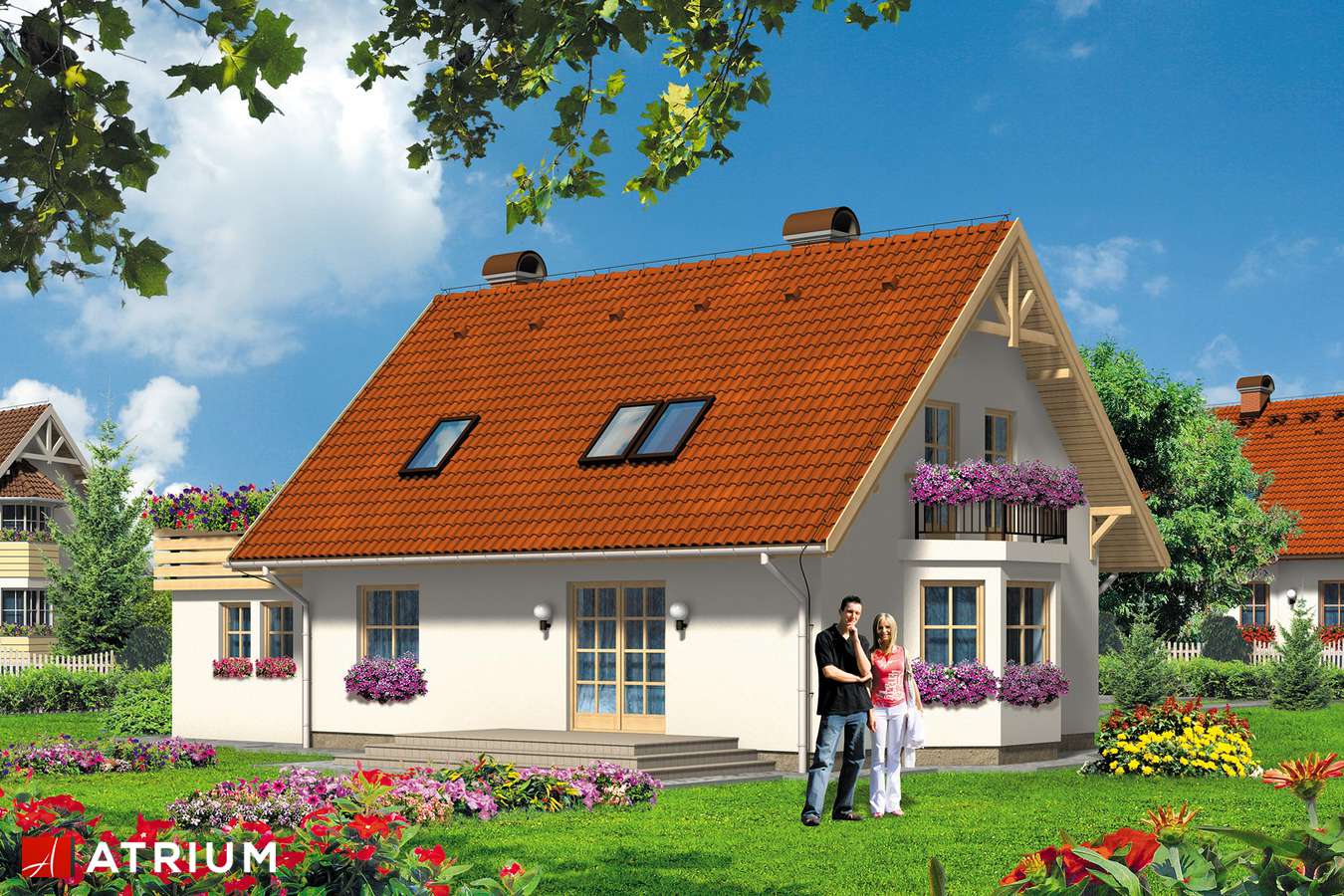 Projekty domów - Projekt domu z poddaszem FRASZKA - wizualizacja 2 - wersja lustrzana
