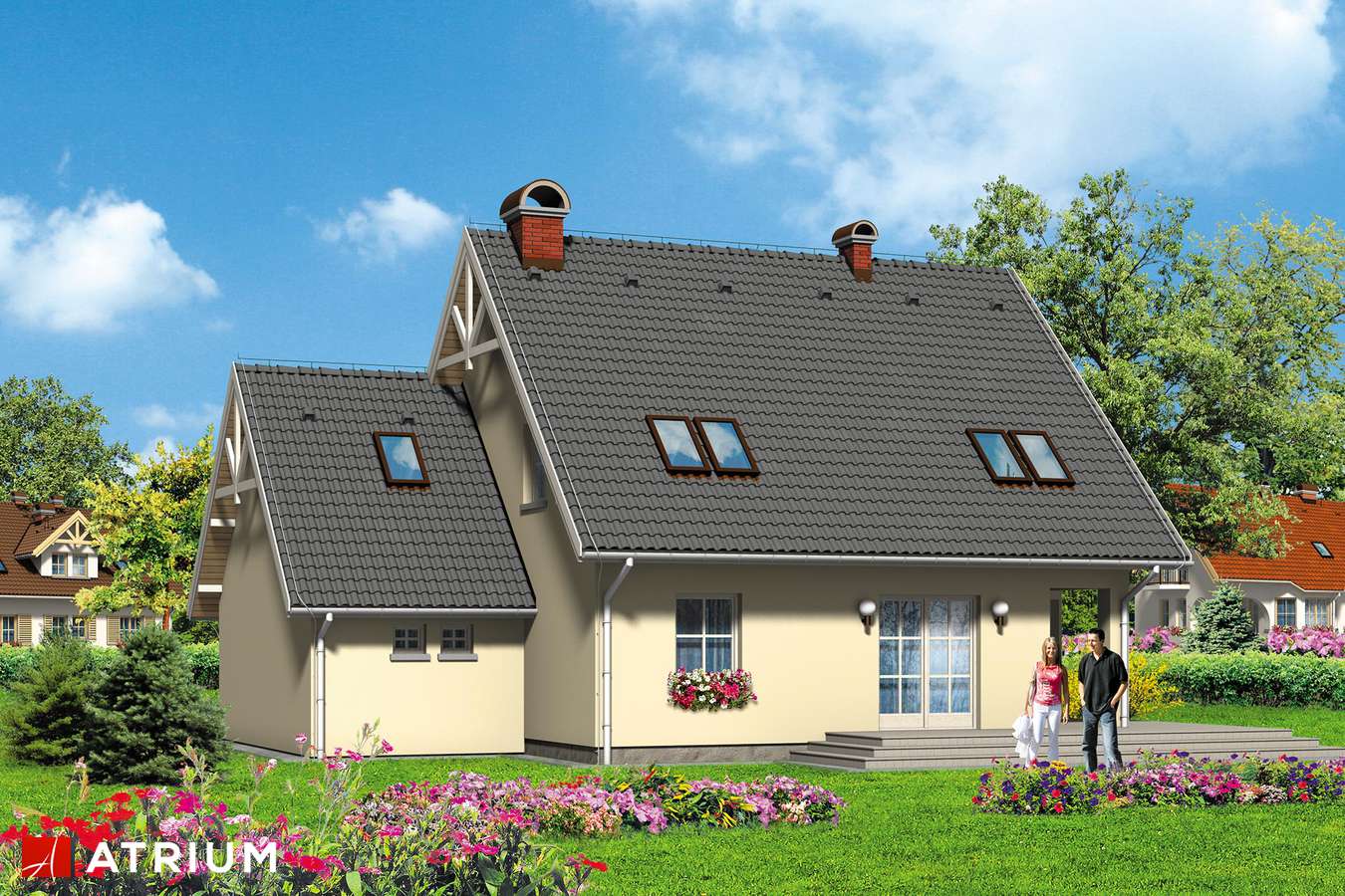 Projekty domów - Projekt domu z poddaszem SONATA - wizualizacja 2 - wersja lustrzana