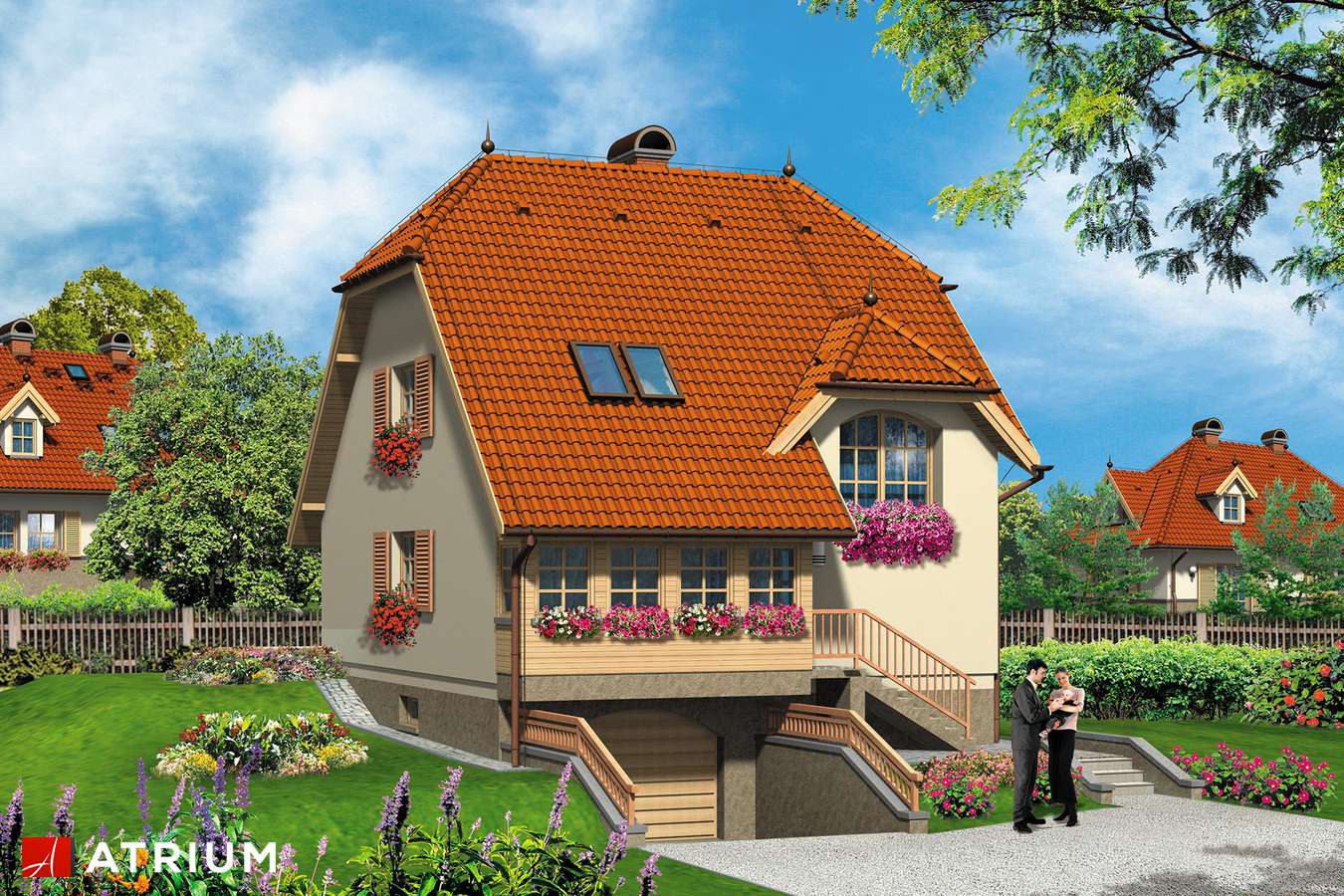 Projekty domów - Projekt domu z poddaszem GRACJA - wizualizacja 1 - wersja lustrzana