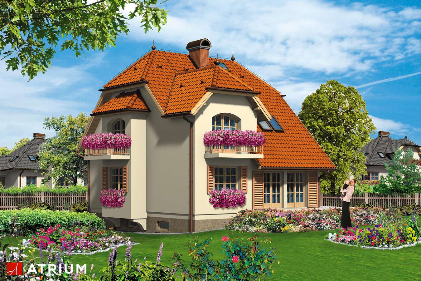 Projekty domów - Projekt domu z poddaszem GRACJA - wizualizacja 2 - wersja lustrzana