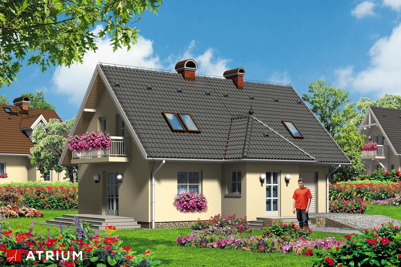 Projekty domów - Projekt domu z poddaszem ZOSIA - wizualizacja 1 - wersja lustrzana