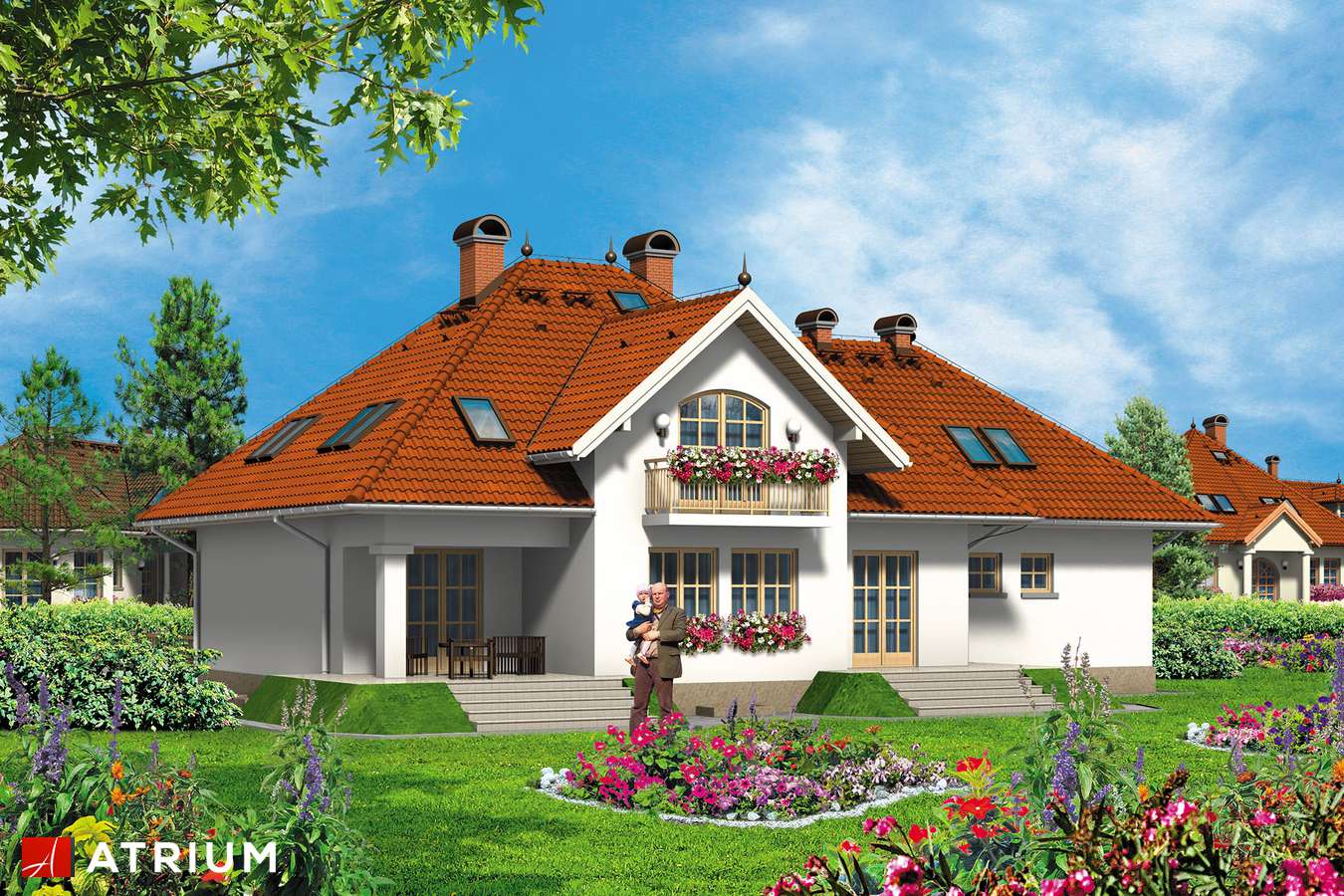 Projekty domów - Projekt domu z poddaszem KMICIC II - wizualizacja 1 - wersja lustrzana