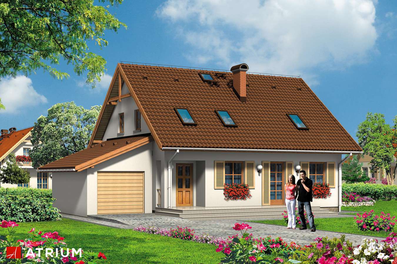 Projekty domów - Projekt domu z poddaszem DOMEK TOMEK - wizualizacja 1 - wersja lustrzana