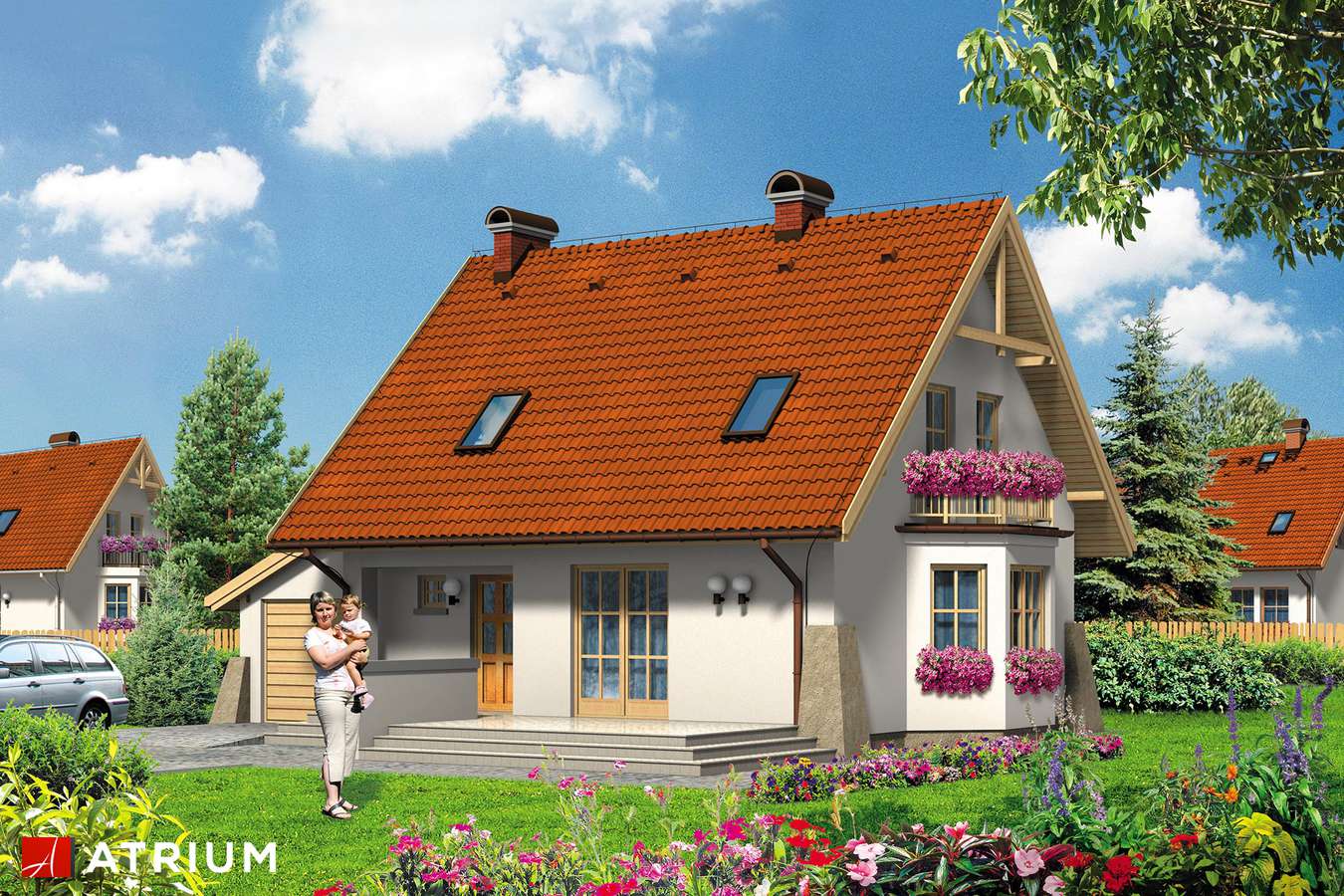 Projekty domów - Projekt domu z poddaszem DOBRY DUCH - wizualizacja 1 - wersja lustrzana