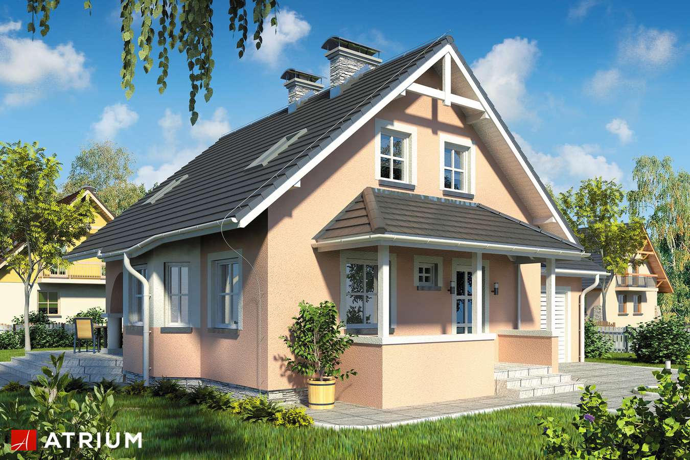 Projekty domów - Projekt domu z poddaszem MAD MAX - wizualizacja 1 - wersja lustrzana