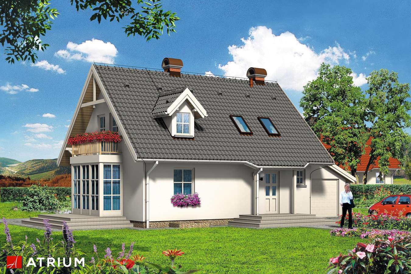Projekty domów - Projekt domu z poddaszem ZEFIREK - wizualizacja 1 - wersja lustrzana