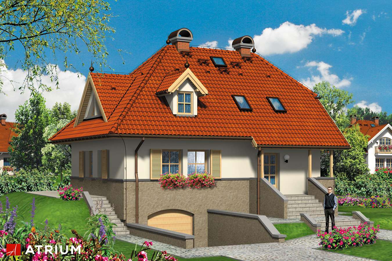Projekty domów - Projekt domu z poddaszem ŻWIREK - wizualizacja 1 - wersja lustrzana
