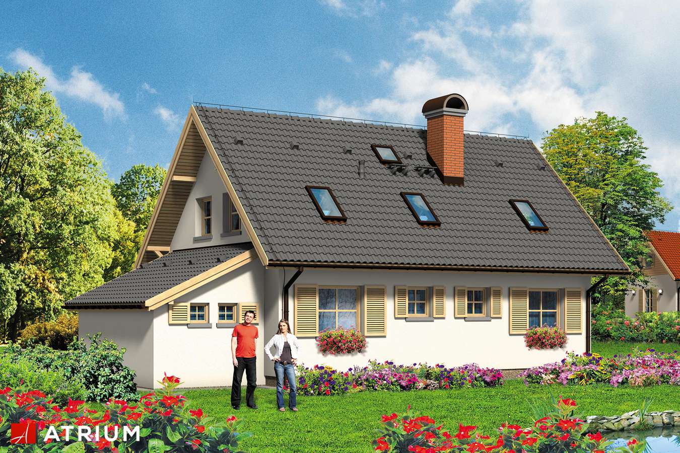 Projekty domów - Projekt domu z poddaszem ZGRABNA BASIA - wizualizacja 2 - wersja lustrzana