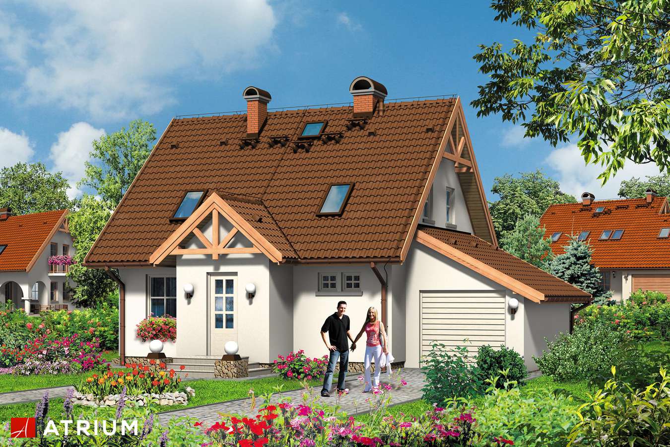 Projekty domów - Projekt domu z poddaszem SłONECZNY BRZEG - wizualizacja 1 - wersja lustrzana