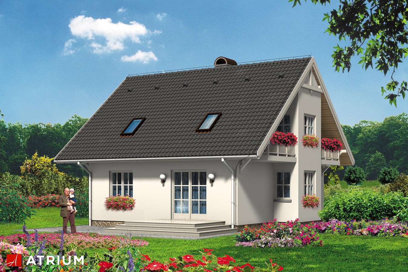 Projekty domów - Projekt domu z poddaszem SILNY BARTEK - wizualizacja 2 - wersja lustrzana