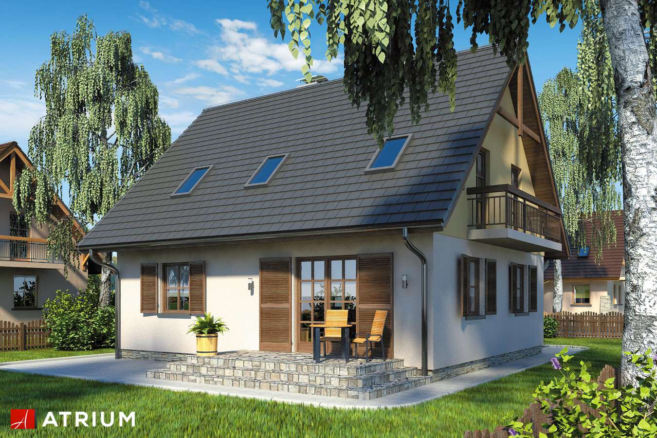 Projekty domów - Projekt domu z poddaszem SłODKA ZOSIA - wizualizacja 2 - wersja lustrzana