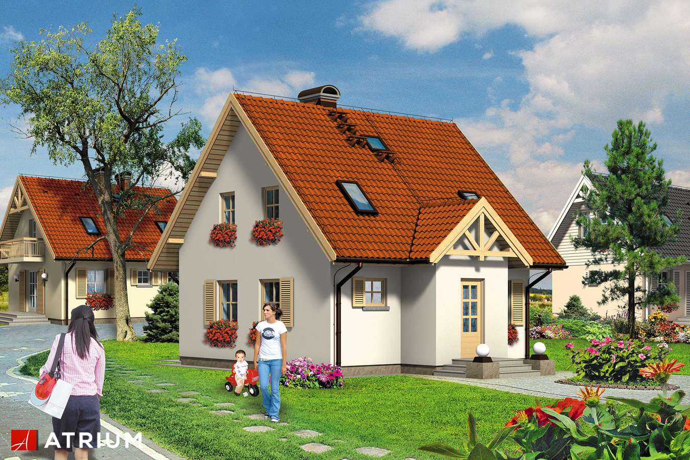 Projekty domów - Projekt domu z poddaszem KAJTEK - wizualizacja 1 - wersja lustrzana