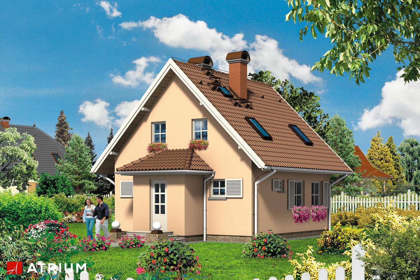 Projekty domów - Projekt domu z poddaszem SłONKO - wizualizacja 1 - wersja lustrzana