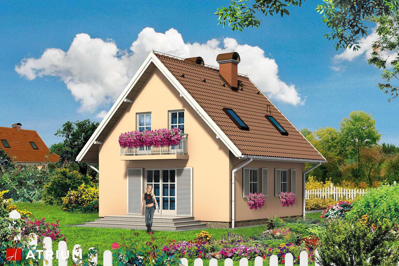 Projekty domów - Projekt domu z poddaszem SłONKO - wizualizacja 2 - wersja lustrzana