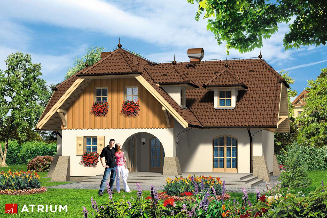 Projekty domów - Projekt domu z poddaszem JANOSIK - wizualizacja 2 - wersja lustrzana