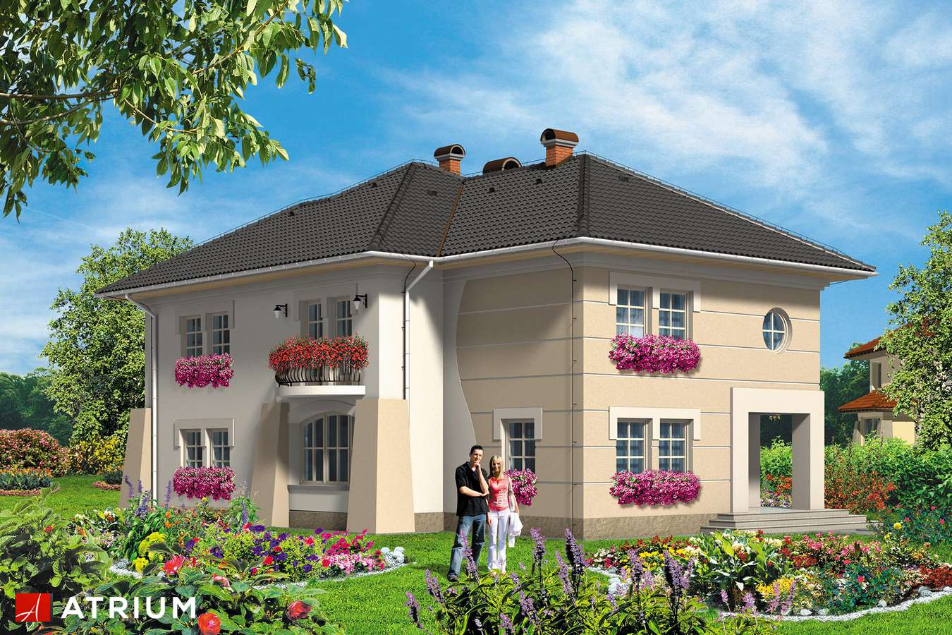 Projekty domów - Projekt domu piętrowego VILLA NOVA - wizualizacja 1 - wersja lustrzana