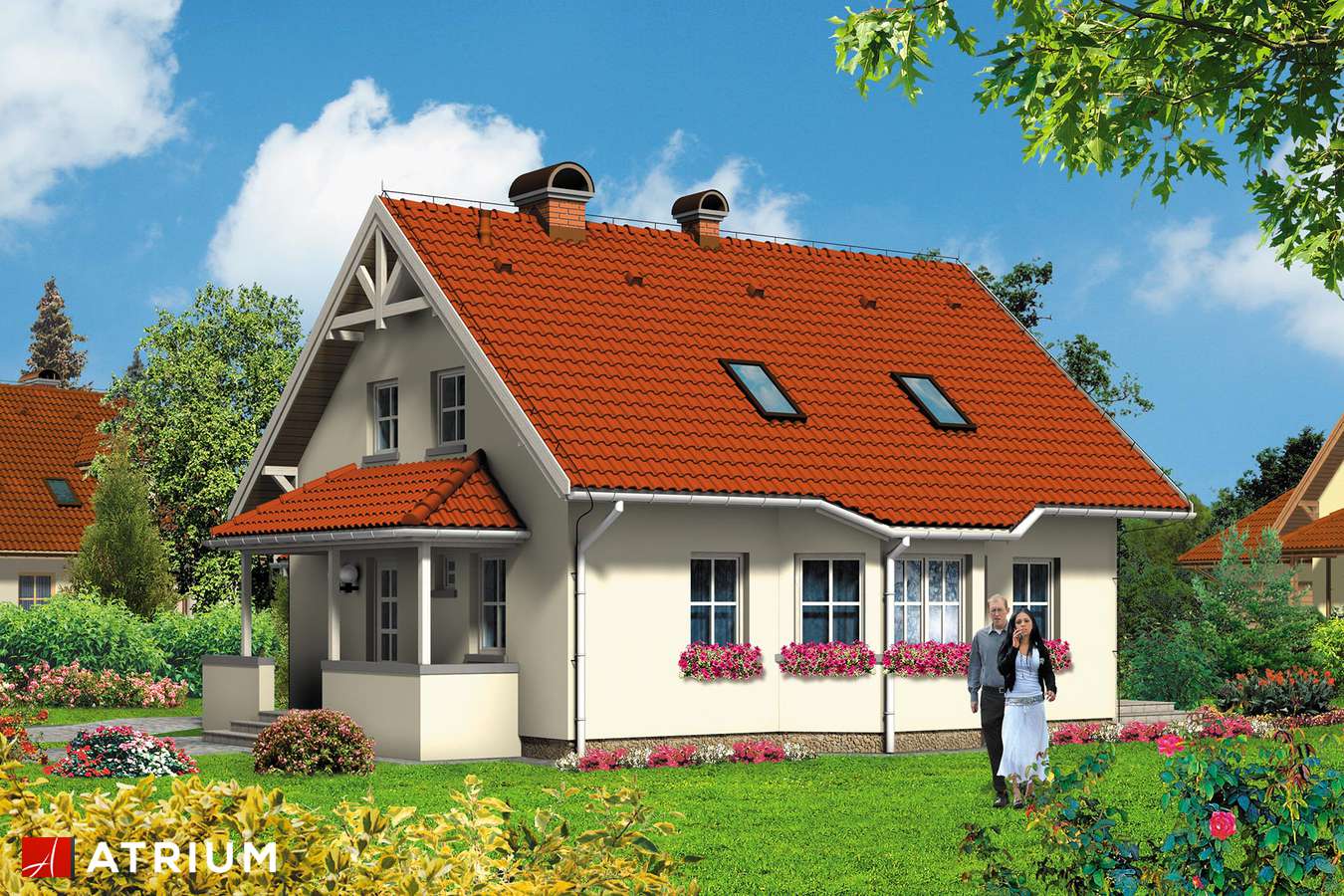 Projekty domów - Projekt domu z poddaszem ALEX - wizualizacja 1 - wersja lustrzana