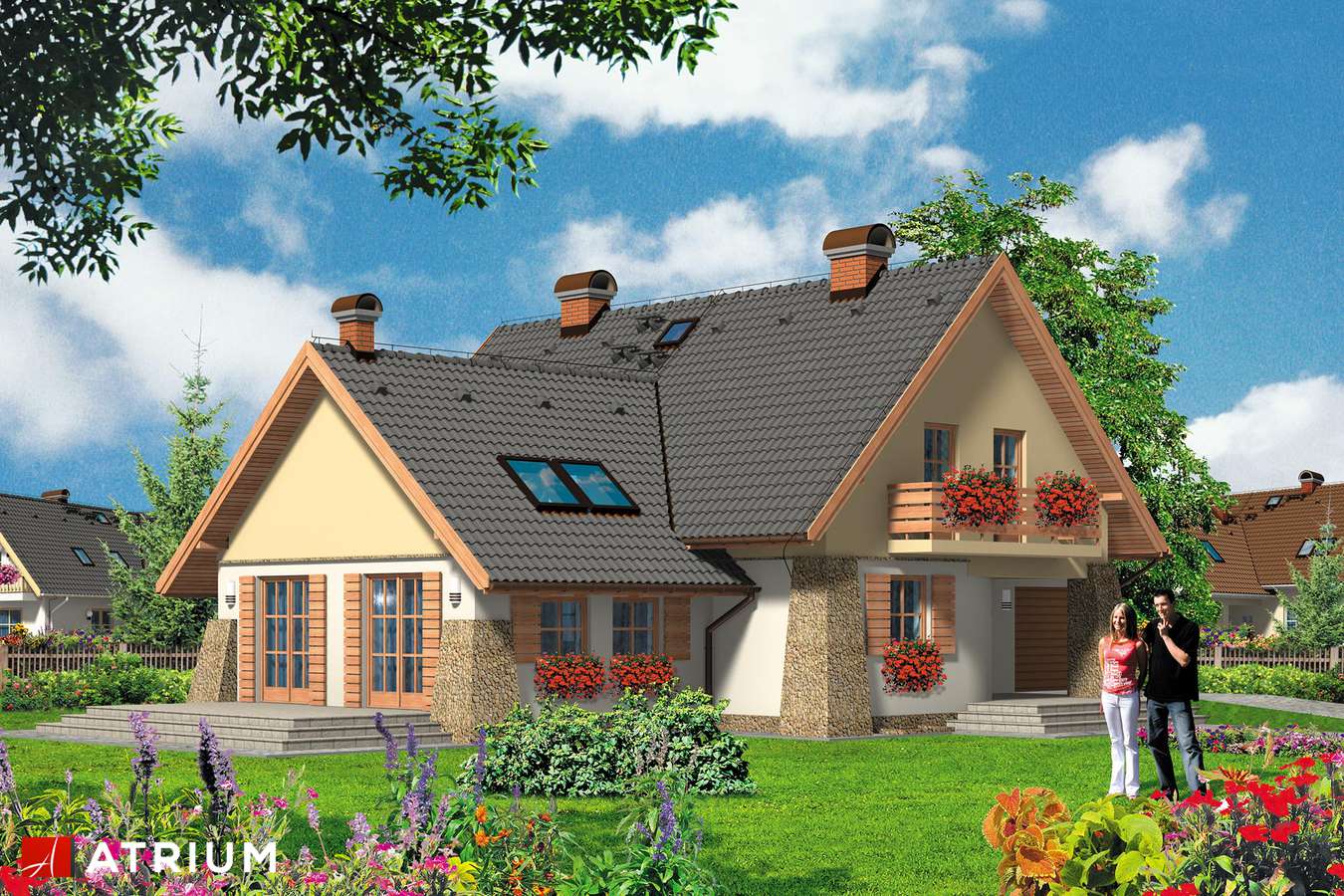 Projekty domów - Projekt domu z poddaszem VIVALDI - wizualizacja 1 - wersja lustrzana