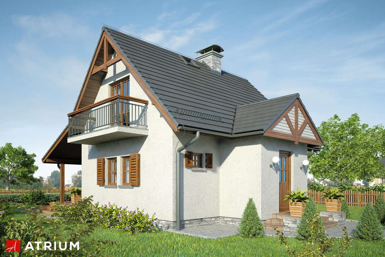 Projekty domów - Projekt domu z poddaszem LILIA II - wizualizacja 1 - wersja lustrzana