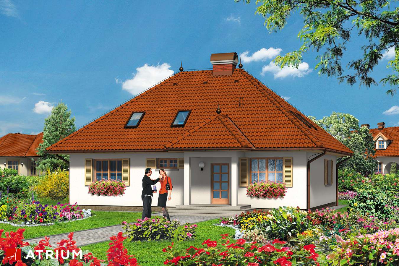 Projekty domów - Projekt domu z poddaszem LUCYNA - wizualizacja 1 - wersja lustrzana