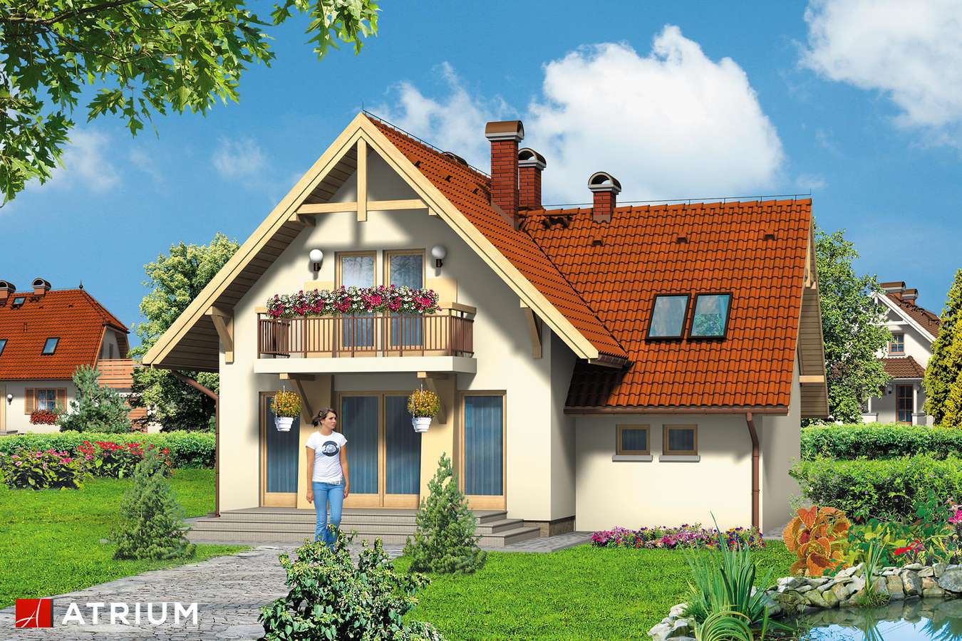 Projekty domów - Projekt domu z poddaszem HARFA II - wizualizacja 1 - wersja lustrzana