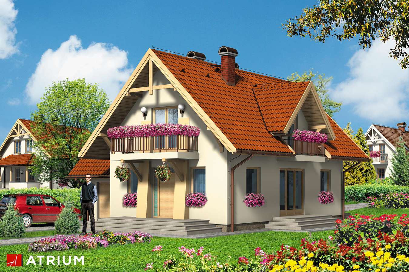 Projekty domów - Projekt domu z poddaszem HARFA II - wizualizacja 2 - wersja lustrzana