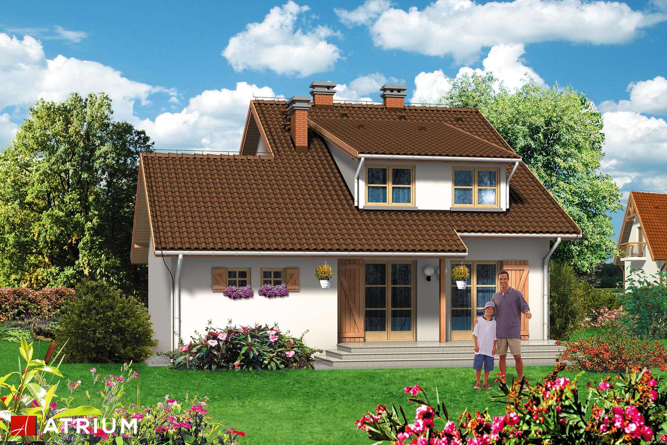 Projekty domów - Projekt domu z poddaszem PIOTREK - wizualizacja 1 - wersja lustrzana