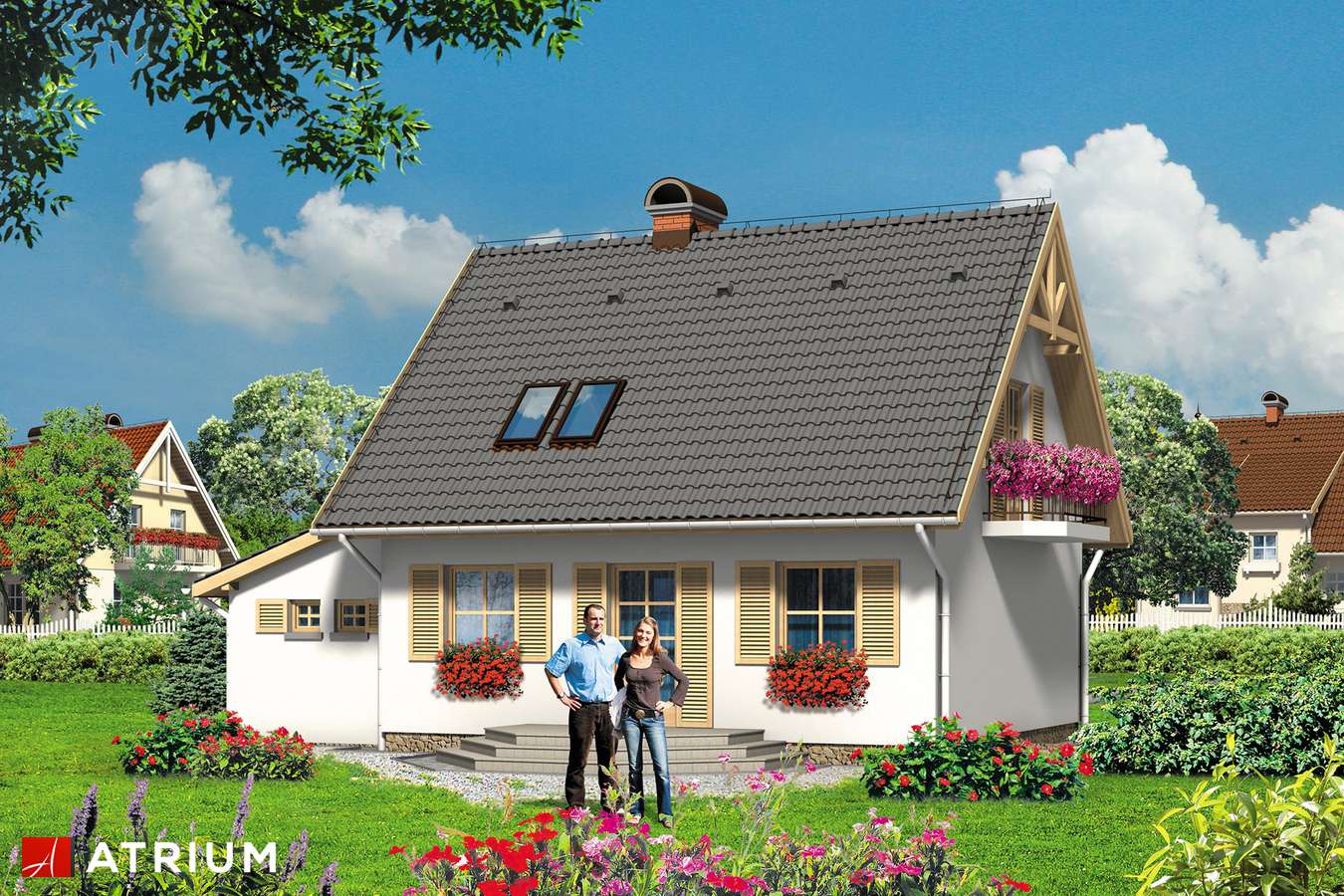 Projekty domów - Projekt domu z poddaszem PLASTUś - wizualizacja 2 - wersja lustrzana