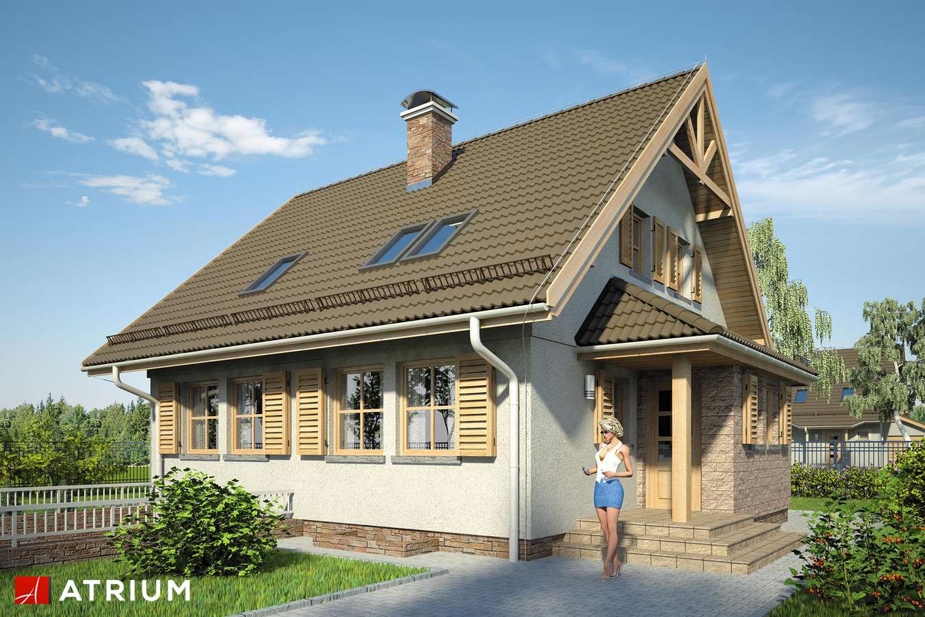 Projekty domów - Projekt domu z poddaszem RADOść - wizualizacja 1 - wersja lustrzana