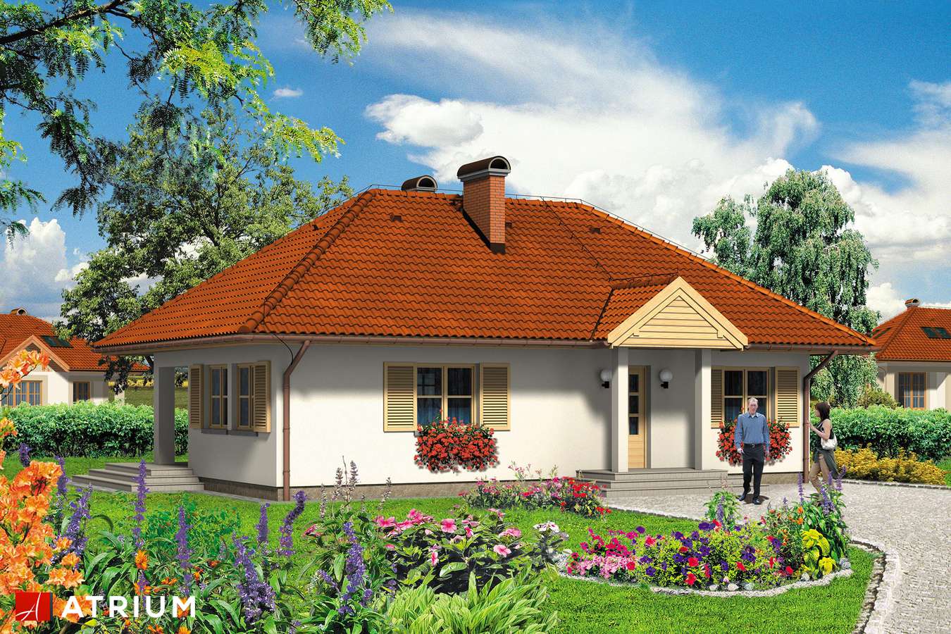 Projekty domów - Projekt domu parterowego NIEZAPOMINAJKA - wizualizacja 1 - wersja lustrzana