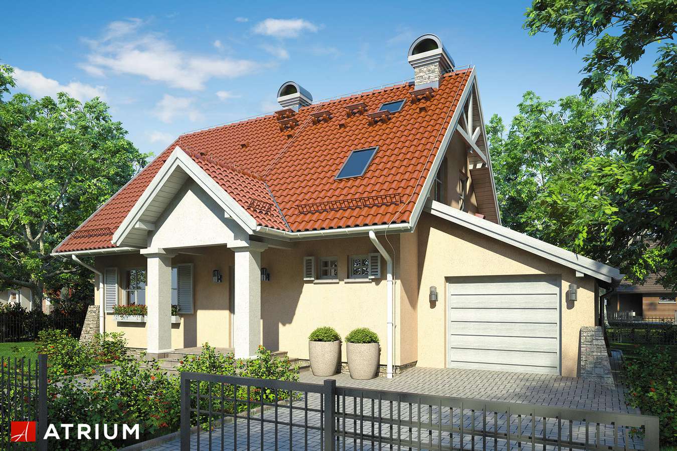 Projekty domów - Projekt domu z poddaszem FIOłKOWA CHATA - wizualizacja 1 - wersja lustrzana