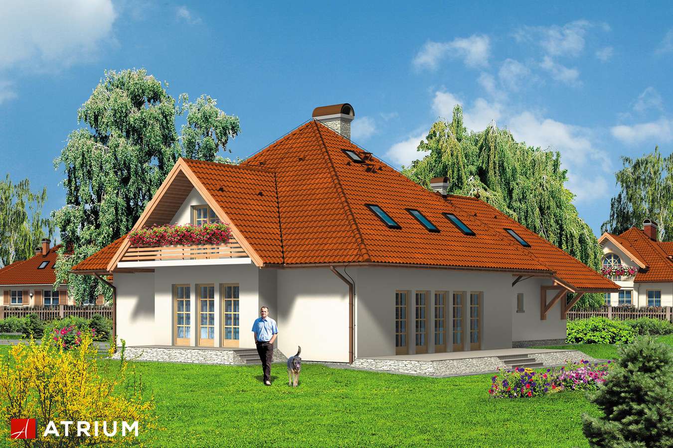 Projekty domów - Projekt domu z poddaszem WIEJSKA CHATA - wizualizacja 2 - wersja lustrzana