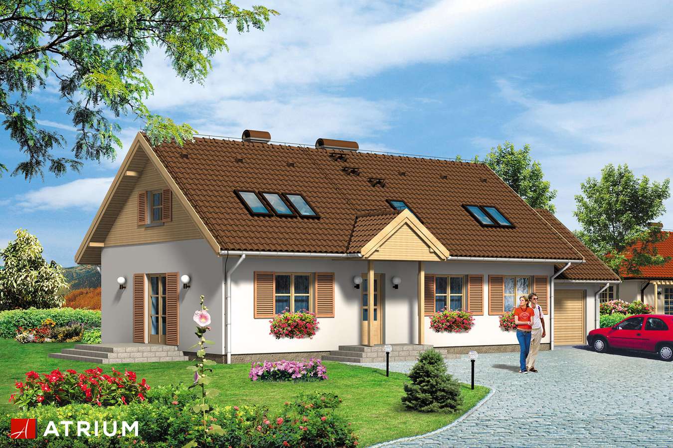 Projekty domów - Projekt domu z poddaszem WIOSENKA - wizualizacja 1 - wersja lustrzana
