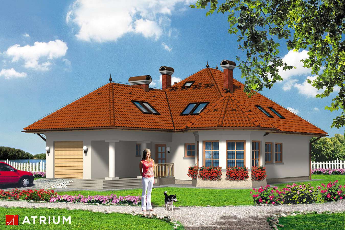 Projekty domów - Projekt domu z poddaszem PANONIA - wizualizacja 1 - wersja lustrzana