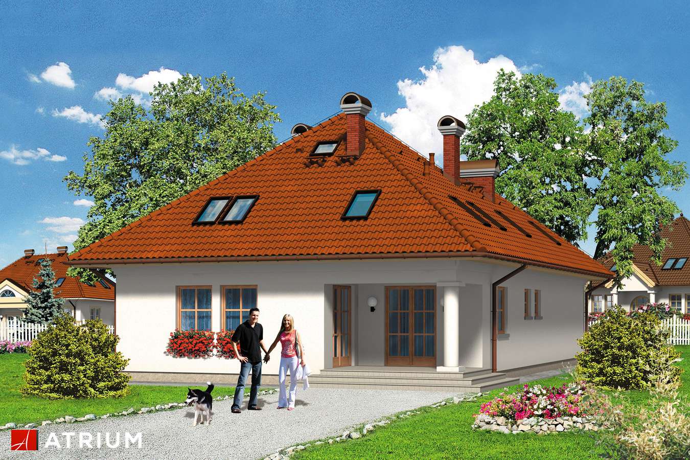 Projekty domów - Projekt domu z poddaszem PANONIA - wizualizacja 2 - wersja lustrzana