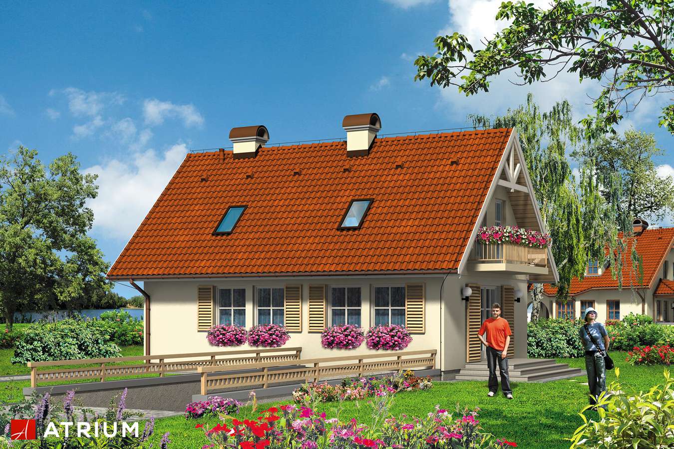 Projekty domów - Projekt domu z poddaszem MAJóWKA - wizualizacja 1 - wersja lustrzana