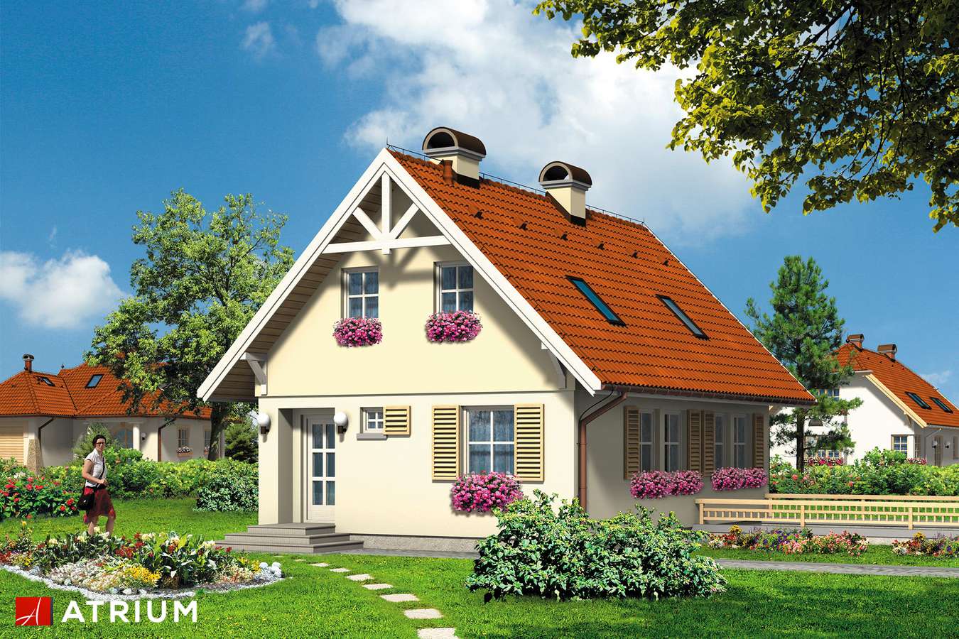 Projekty domów - Projekt domu z poddaszem MAJóWKA - wizualizacja 2 - wersja lustrzana