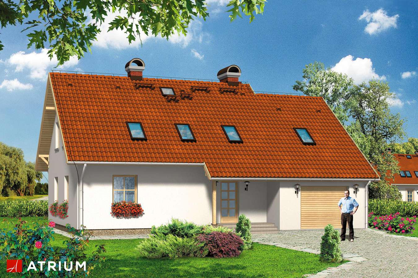 Projekty domów - Projekt domu z poddaszem MILACZEK - wizualizacja 1 - wersja lustrzana
