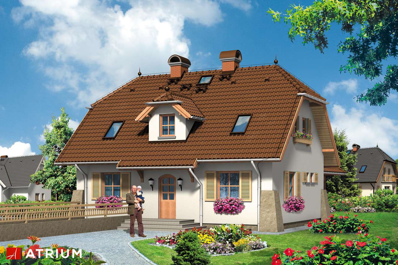 Projekty domów - Projekt domu z poddaszem PAPROć - wizualizacja 1 - wersja lustrzana