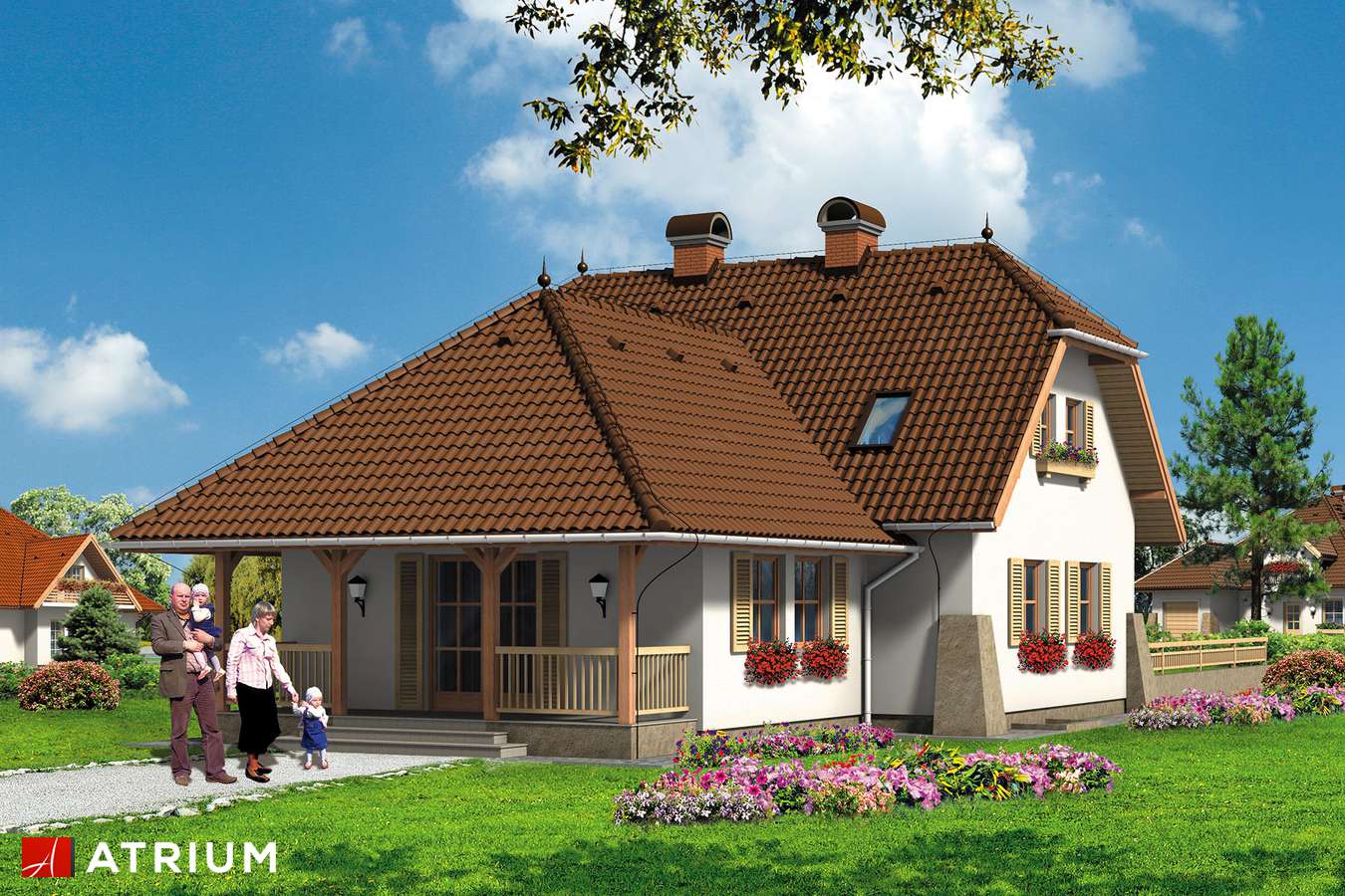 Projekty domów - Projekt domu z poddaszem PAPROć - wizualizacja 2 - wersja lustrzana