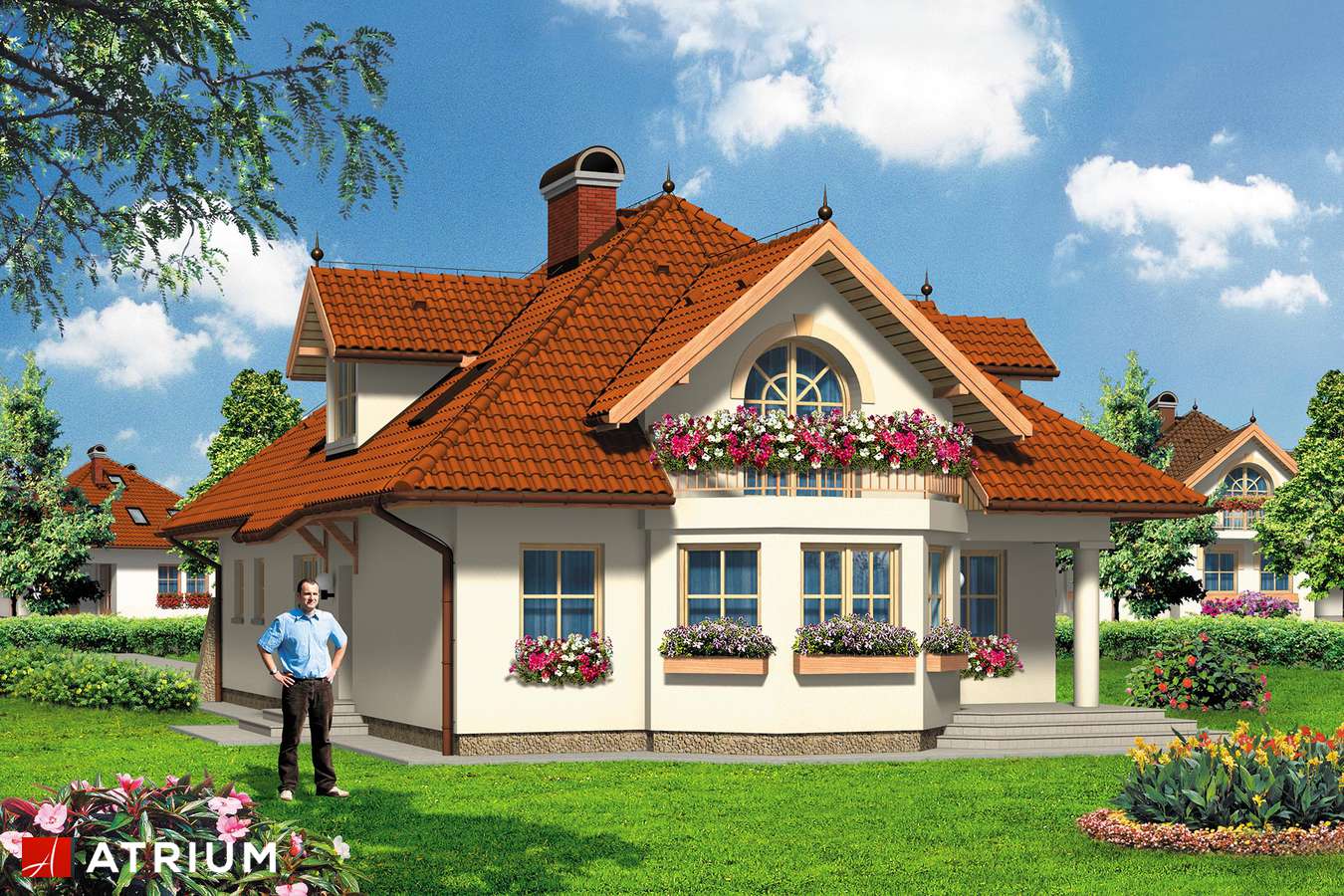 Projekty domów - Projekt domu z poddaszem FLAMING - wizualizacja 2 - wersja lustrzana