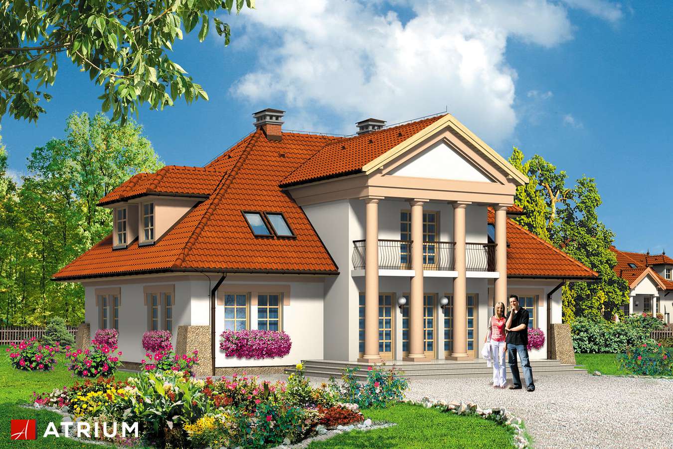 Projekty domów - Projekt domu z poddaszem KASZTELAN - wizualizacja 1 - wersja lustrzana
